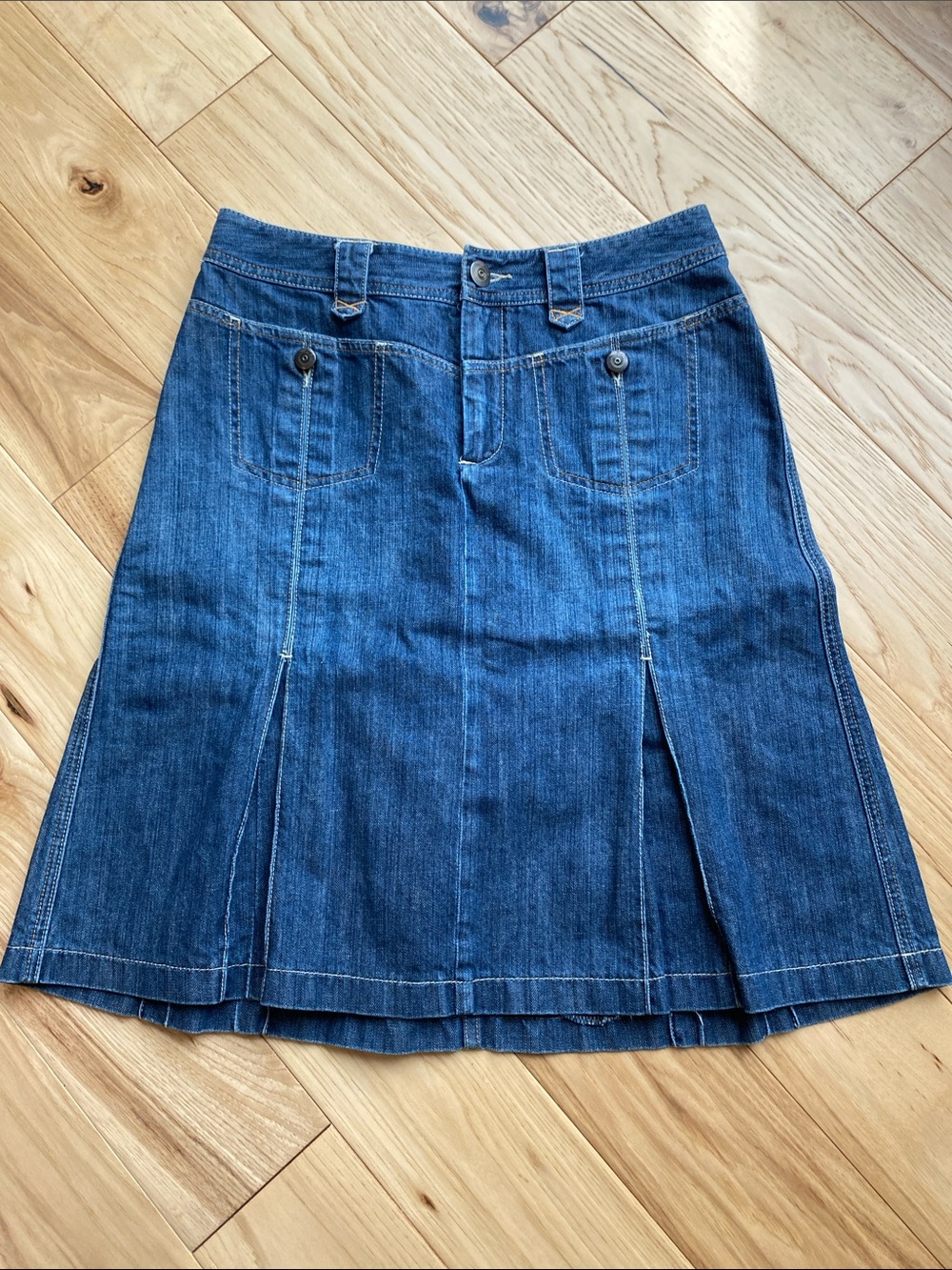 Classic Blue Denim A-Line Skirt